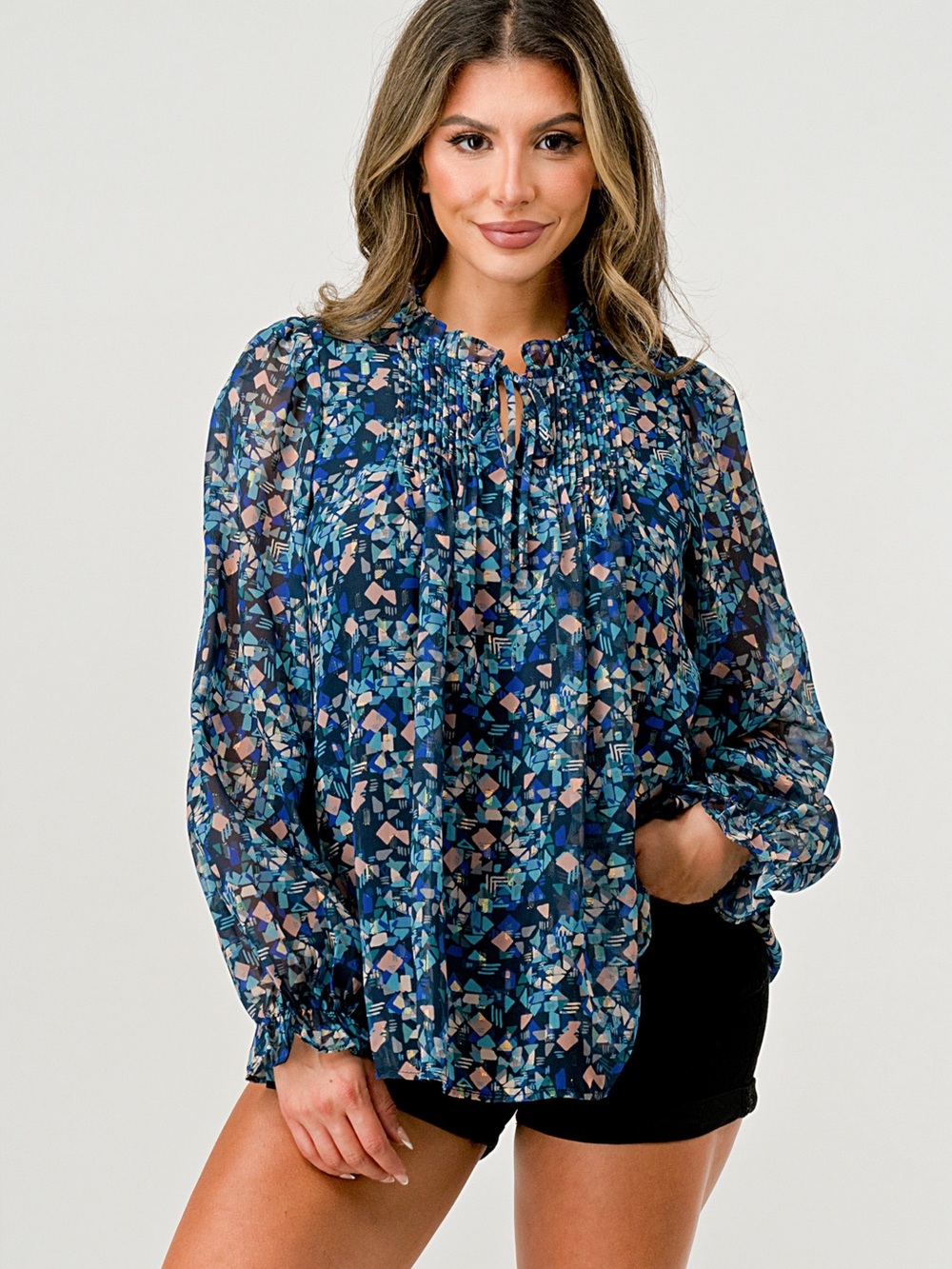 Miley + Molly Navy Floral Blouse - Picture 2 of 5